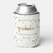 Chique Custom Faux Gold Foil Confetti Afstuderen Blikjeskoeler (Blikje Achterkant)
