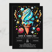 Chique Custom Ice Cream Boy Ice Cream Verjaardag Kaart (Voorkant / Achterkant)