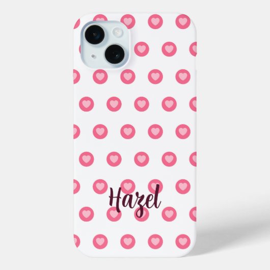 Chique Custom naam Roze Hart telefoon Case (Achterkant)