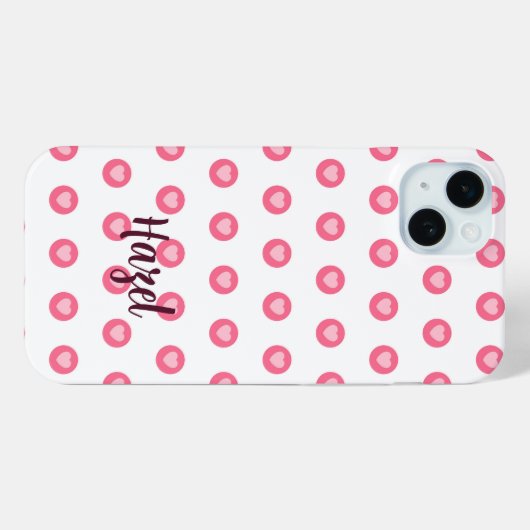 Chique Custom naam Roze Hart telefoon Case (Achterkant (horizontaal))