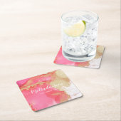 Chique Custom Roze Goud Waterverf Blot Kartonnen Onderzetters (Insitu)