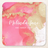 Chique Custom Roze Goud Waterverf Blot Kartonnen Onderzetters (Voorkant)