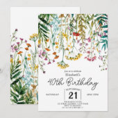 Chique Custom Wildbloemen 40e verjaardag Kaart (Voorkant / Achterkant)