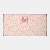 Chique Cute Blush Roze Hart Patroon Monogram Bureaumat (Voorkant)