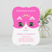 Chique Cute Roze Witte Tuxedo Kat Uitnodiging (Staand voorkant)