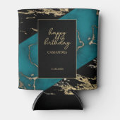 Chique Cyaan Marmer Gouden Folie Verf Textuur Verj Blikjeskoeler (Voorkant)