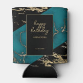 Chique Cyaan Marmer Gouden Folie Verf Textuur Verj Blikjeskoeler (Achterkant)