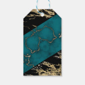 Chique Cyaan Marmer Gouden Folie Verf Textuur Verj Cadeaulabel (Achterkant)