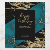 Chique Cyaan Marmer Gouden Folie Verf Textuur Verj Wijn Etiket (Enkel label)