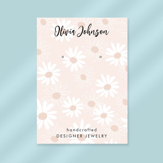 Chique Daisy Bloemen Patroon Sieraden Oorbel Displ Visitekaartje