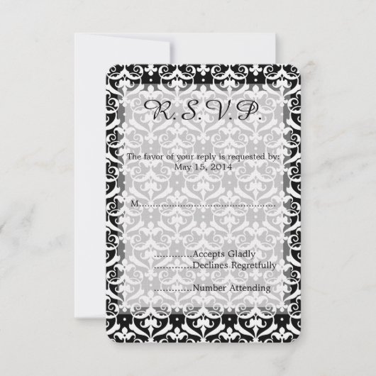Chique Damask Bruiloft RSVP (Voorkant)