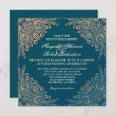  chique damask huwelijksuitnodigingen kaart (Voorkant / Achterkant)