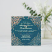  chique damask huwelijksuitnodigingen kaart (Staand voorkant)