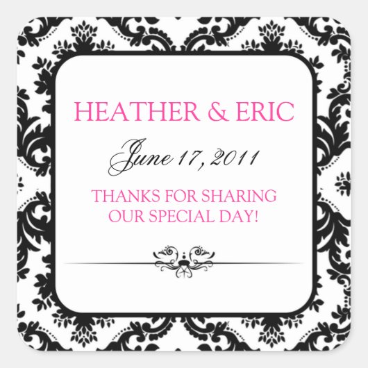 Chique Damask Square Stickers (Voorkant)