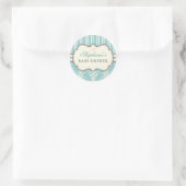 Chique Damask & Stripe Baby shower Favor Sticker (Tas)