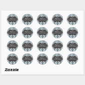 Chique Damask & Stripe Baby shower Favor Sticker (Vel)