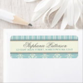 Chique Damask & Stripe Retouradreslabel | BLAUWGRO Etiket (Insitu)