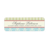 Chique Damask & Stripe Retouradreslabel Etiket (Voorkant)