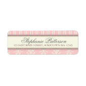 Chique Damask & Stripe Retouradreslabel | roze Etiket (Voorkant)