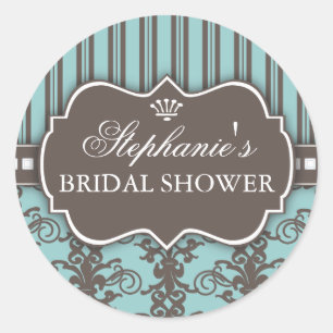 Chique Damask & Stripe Vrijgezellenfeest Favor Sti Ronde Sticker