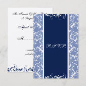 chique damast marine bruiloft RSVP Standaard 3,5 x (Voorkant / Achterkant)