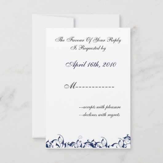 chique damast marine bruiloft RSVP Standaard 3,5 x (Achterkant)