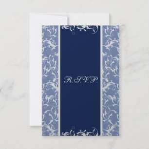 chique damast marine bruiloft RSVP Standaard 3,5 x Kaartje