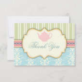 Chique Damast & Streep Bruiloft Thee Uitnodiging (Voorkant)