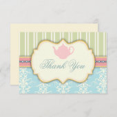 Chique Damast & Streep Bruiloft Thee Uitnodiging (Voorkant / Achterkant)