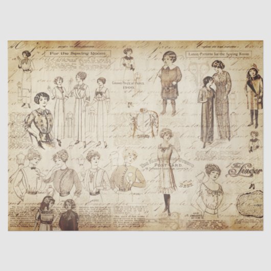 chique dame meisje Mode beige decoupage Tissuepapier (Voorkant)