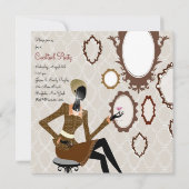Chique Damesmode Winkels Damast Cocktailparty Kaart (Achterkant)
