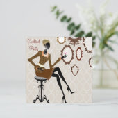 Chique Damesmode Winkelsingel Cocktailparty Kaart (Staand voorkant)