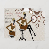 Chique Damesmode Zijden Cocktailparty Kaart (Voorkant / Achterkant)