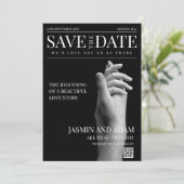 Chique Dark Mode Tijdschrift Bruiloft Save The Date (Staand voorkant)