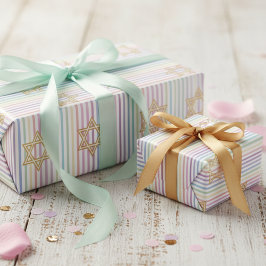 Chique Davidster Regenboog Gestreept Patroon Cadeaupapier
