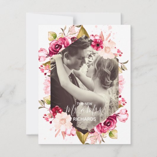 Chique de nieuwe Mr & Mrs bruiloft foto aankondigi Kaart (Voorkant)