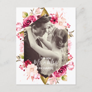 Chique de nieuwe Mr & Mrs bruiloft foto aankondigi Kaart
