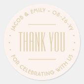 Chique Deco Typografie Bedankt Blush Pink & Gold Ronde Sticker (Voorkant)