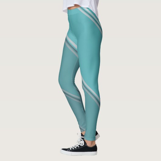 Chique Deep Space onder Eggshell Blue Banded Print Leggings (Links)