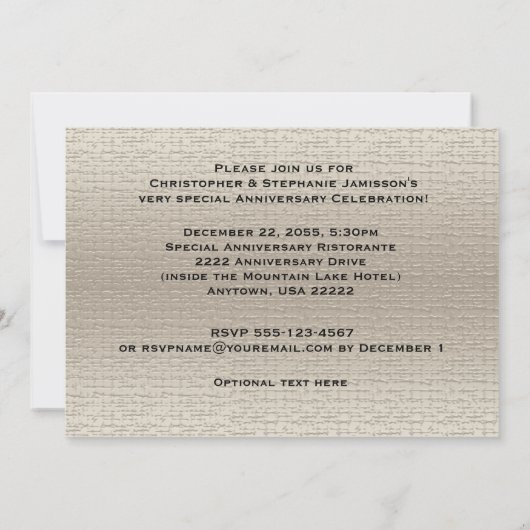 Chique Deluxe Huwelijksjubileum Foto Uitnodiging (Achterkant)