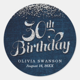 Chique Denim & Diamonds 30e verjaardag Ronde Sticker