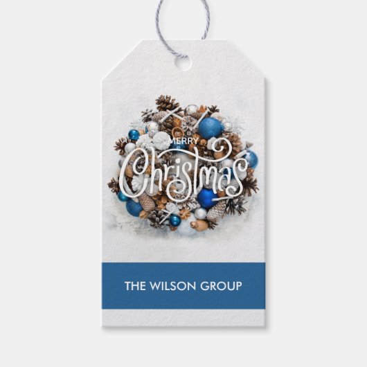 Chique dennengroen zakelijke kerst cadeaulabel (Voorkant)