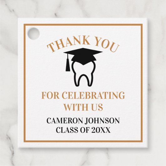 Chique Dental School Custom Gold Graduation Party Bedankjes Labels (Voorkant)