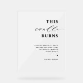 Chique deze kaars brandt, in herinnering bruiloft  acryl bord (Voorkant)