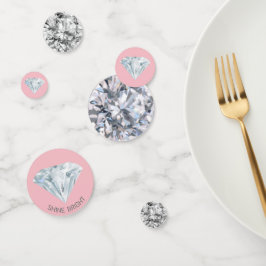 Chique diamanten edelstenen op lichte roze gouden  confetti