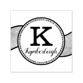 Chique diamanten golvend lint girly glam monogram   zelfinktende stempel (Design)