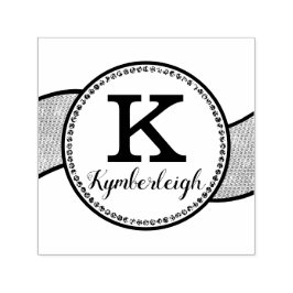 Chique diamanten golvend lint girly glam monogram   zelfinktende stempel