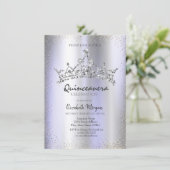 Chique diamanten Kroon Violet Metallic Quinceañera Kaart (Staand voorkant)