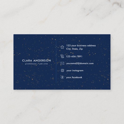 Chique Diamond Blue Agaat Initiaal C Letter Monogr Visitekaartje (Achterkant)