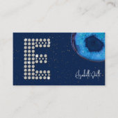 Chique Diamond Blue Agaat Initiaal E Letter Monogr Visitekaartje (Voorkant)